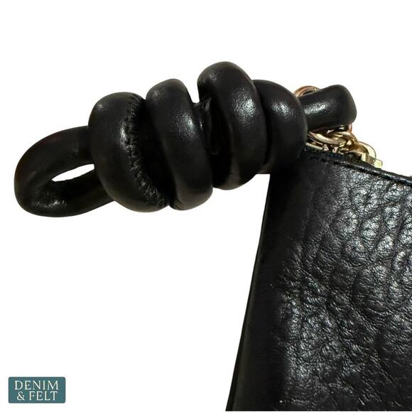 Henri Bendel Black Pebbled Leather Wristlet Clutch Purse Gold Hardware Rare - Picture 4 of 10